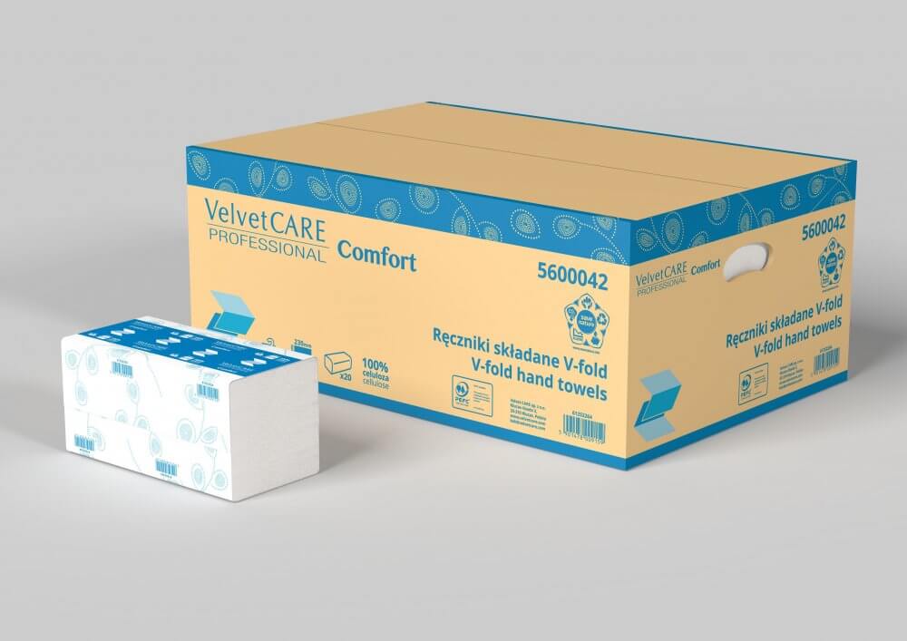 Kartonowe pudełko ręcznika składanego typu V Fold VelvetCARE Professional