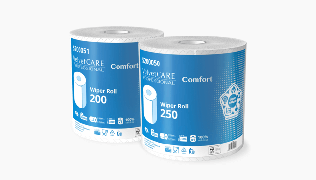 Dwie rolki czyściwa przemysłowego 200 i 250 Comfort VelvetCARE Professonal