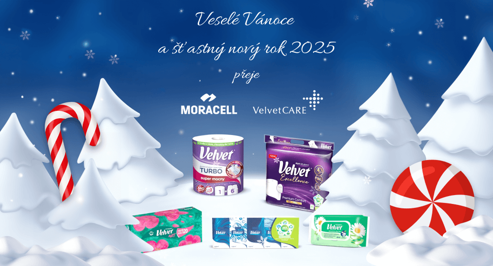 Veselé Vánoce a šťastný nový rok 2025 preje MORACELL a Velvet CARE