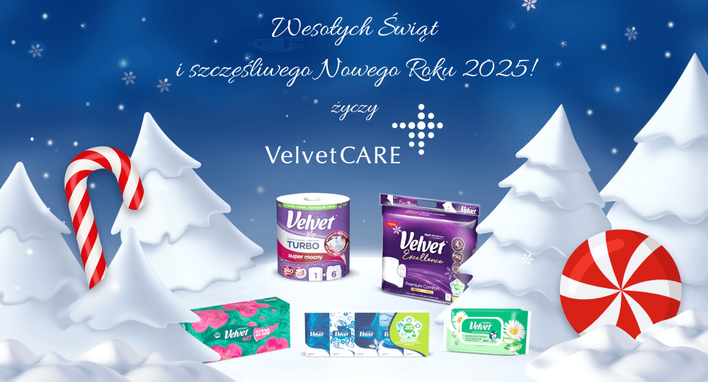 Wesołych Świąt i szczęśliwego Nowego Roku 2025 życzy Velvet CARE