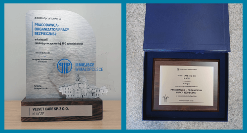 Firma Velvet CARE nagrodzona w konkursie „Pracodawca – organizator pracy bezpiecznej”